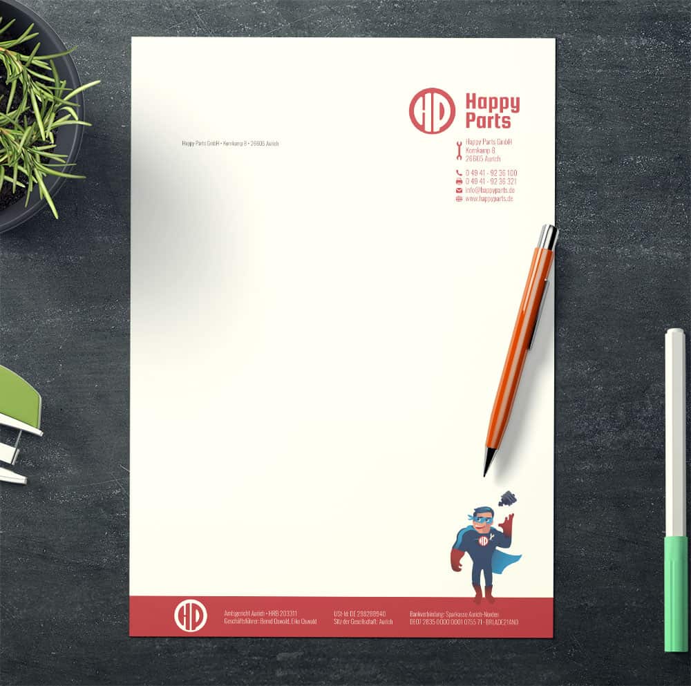 Briefpapier von der Firma Happy Cars